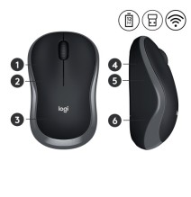 Logitech M185 Belaidė pelė, RF Wireless, 1000 DPI, Juoda/Pilka