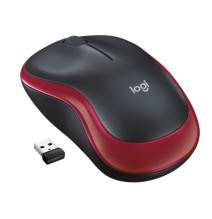 Logitech M185 Belaidė pelė, RF Wireless, 1000 DPI, Juoda/Raudona