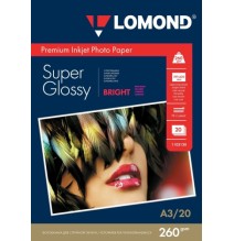 Fotopopierius Lomond Premium Photo Paper Super Blizgus 260 g/m2 A3, 20 lapų, Bright