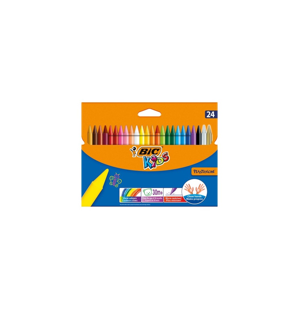 BIC Vaškinės spalvotos kreidelės WAX CRAYON 24 spalvų rinkinys 8297721