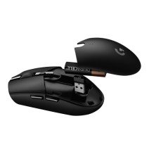 Logitech G305 Lightspeed Belaidė žaidimų pelė, RF Wireless + Bluetooth, 12000 DPI, Juoda