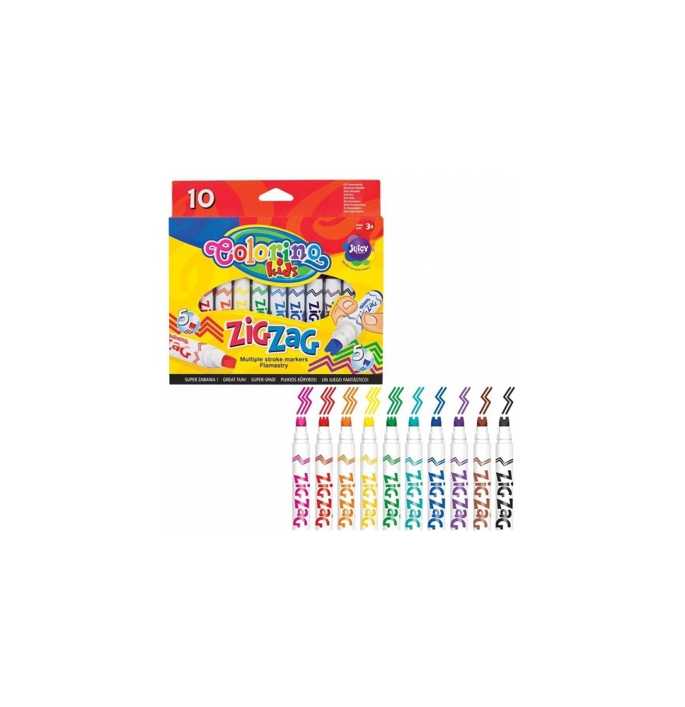 Flomasteriai Colorino Kids Zig Zag, 10 spalvų