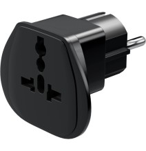 Goobay 94028 World to EU Travel Adapter, kelionių adapteris (UK, US, IT, CH, į EU), Juoda