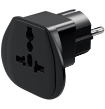 Goobay 94028 World to EU Travel Adapter, kelionių adapteris (UK, US, IT, CH, į EU), Juoda