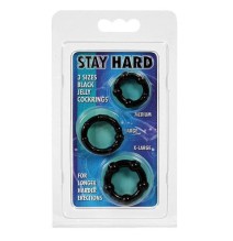 Penio žiedai Stay Hard 3 vnt. - Juodi