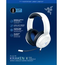 Laidinės žaidimų ausinės Razer RZ04-02890500-R3M1 Kraken X Console, Balta/Mėlyna