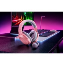 Laidinės/belaidės žaidimų ausinės Razer Barracuda X, Wired & Wireless, USB Type-C, Quartz Rožinė