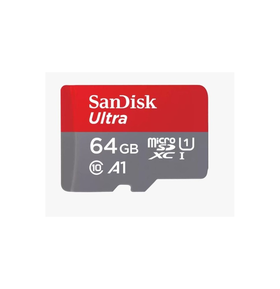 Atminties kortelė SanDisk Ultra microSDXC 64GB + SD Adapter 140MB/s A1 Class 10 UHS-I, Red