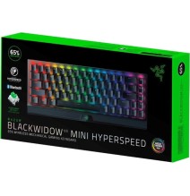 Žaidimų klaviatūra Razer BlackWidow V3 Mini HyperSpeed/USB+RF Wireless+Bluetooth/Yellow Switch/Juoda