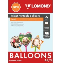 Oro balionai Lomond Inkjet Printable Baloons rašaliniams sp. A4, 3 lapų (Ball/Heart/Star) dvipusis