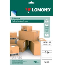 Lipnus popierius lipdukams Lomond Self-Adhesive Universal Labels, 16/105x37, A4, 50 lapų, Balta