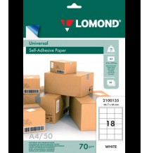 Lipnus popierius lipdukams Lomond Self-Adhesive Universal Labels, 18/66,7x46, A4, 50 lapų, Balta