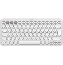 Logitech Pebble Keys 2 K380s Belaidė klaviatūra RF Wireless+Bluetooth, US INT (Qwerty), Tonal White