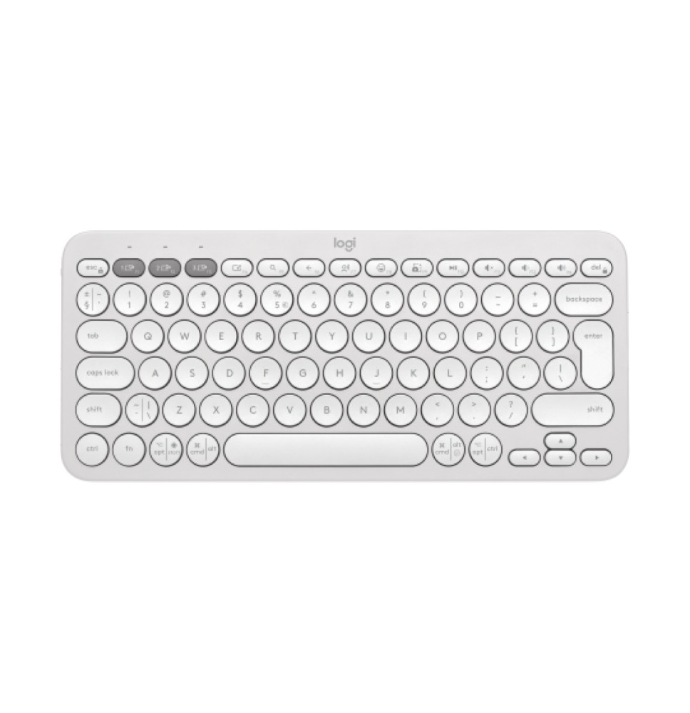 Logitech Pebble Keys 2 K380s Belaidė klaviatūra RF Wireless+Bluetooth, US INT (Qwerty), Tonal White