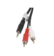 Lanberg CA-MJRC-10CC-0050-BK audio kabelis Mini Jack 3.5 mm, 2 x RCA (Chinch), 5 m, Juoda