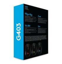 Logitech G403 HERO Laidinė žaidimų pelė, USB Type-A, 25600 DPI, Juoda