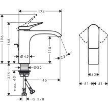 Praustuvo maišytuvas Hansgrohe Vivenis 75020670, juodas matinis