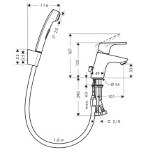 Maišytuvas praustuvui su bide dušeliu Hansgrohe Focus E2   31926000