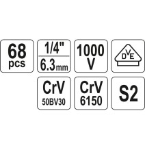 Įrankių elektrikams rinkinys Yato YT-39009, 68 vnt