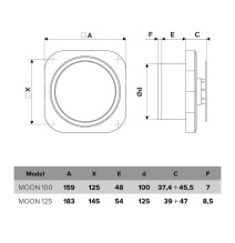 Vonios kambario ventiliatorius Vlano MOON 100 T (su laikmačiu) 100 mm