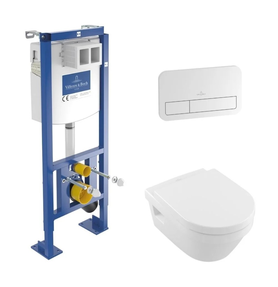 Pakabinamo WC komplektas Villeroy  amp Boch 92230900 (rėmas)+4694HR01 (wc)+92249068 (mygt)