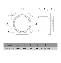 Vonios kambario ventiliatorius Vlano MOON 100 (paprasta komplektacija) 100 mm