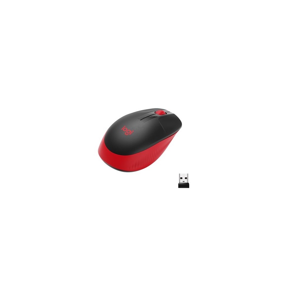 Logitech M190 Full-Size Belaidė pelė, RF Wireless, 1000 DPI, Raudona