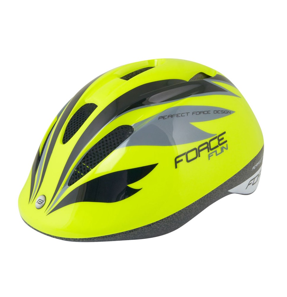 Šalmas FORCE Fun Stripes 48-54cm (vaikiškas, fluorescentinė/pilka)