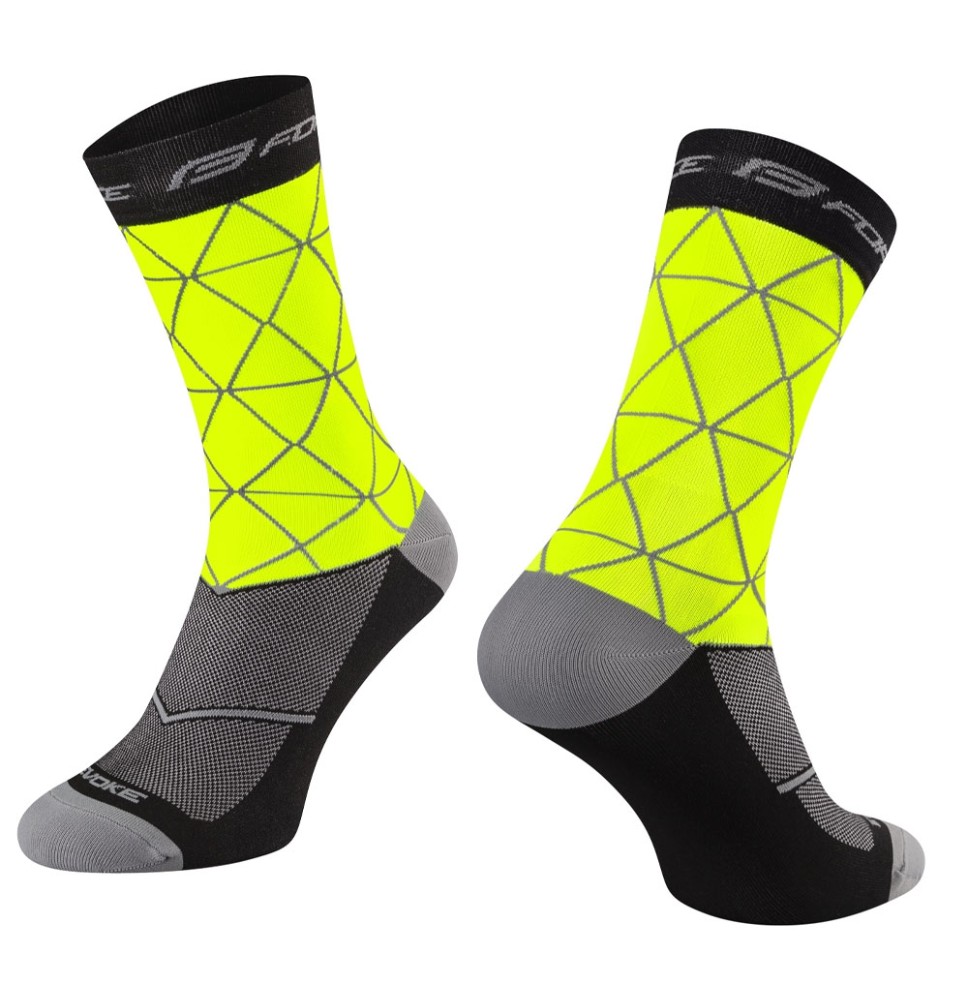 Kojinės FORCE Evoke (fluorescencinės/juoda) L-XL 42-46