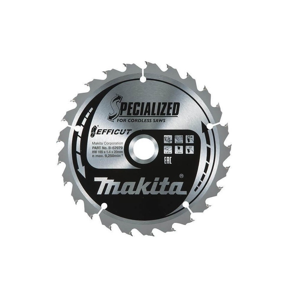 Medžio pjovimo diskas MAKITA Efficut 165x20x1,4mm 25T 23°