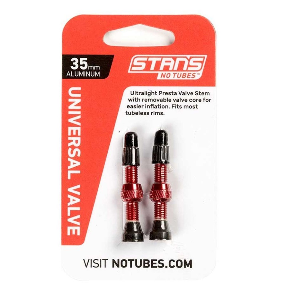 Ventiliai Stan's NoTubes bekamerinėms padangoms 35mm (raudoni)