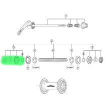 Konusas, poveržlė ir veržlė stebulei Shimano HB-M590