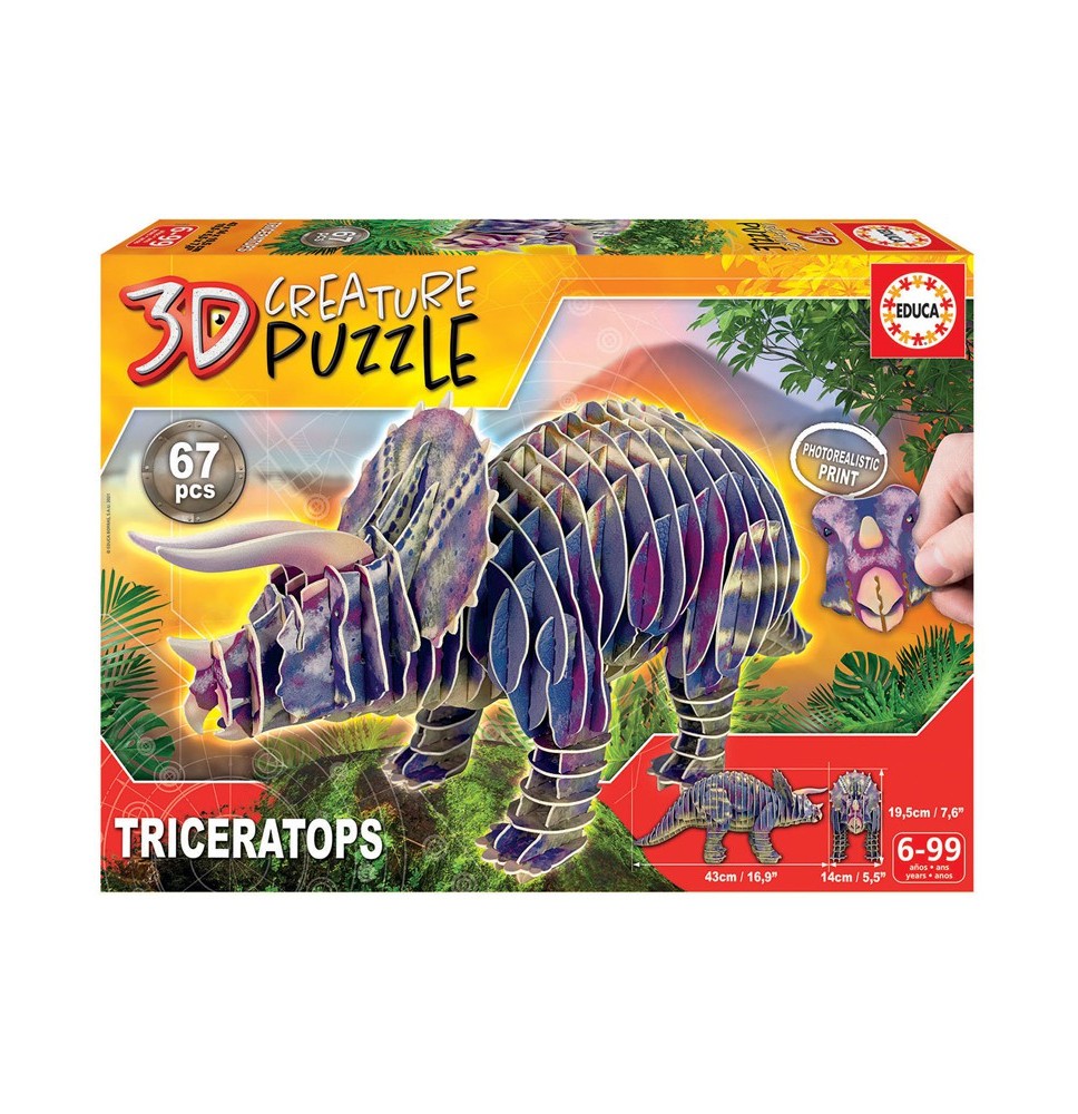 Dėlionė 3D TRICERTOPAS  6-99 metų