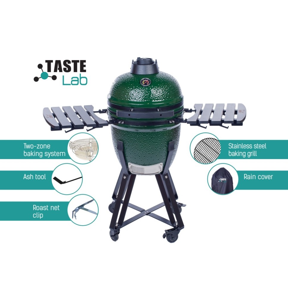 Kepsninė KAMADO TasteLab 18'' Green su priedais 2dėžės