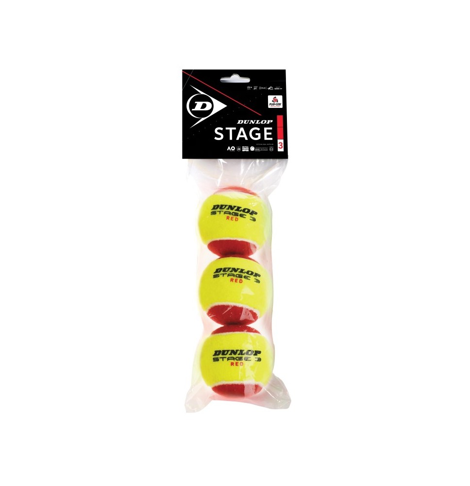 Teniso kamuol. DUNLOP STAGE 3 RED 3-polybag ITF