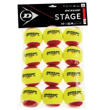 Teniso kamuol. DUNLOP STAGE 3 RED 12-polybag ITF