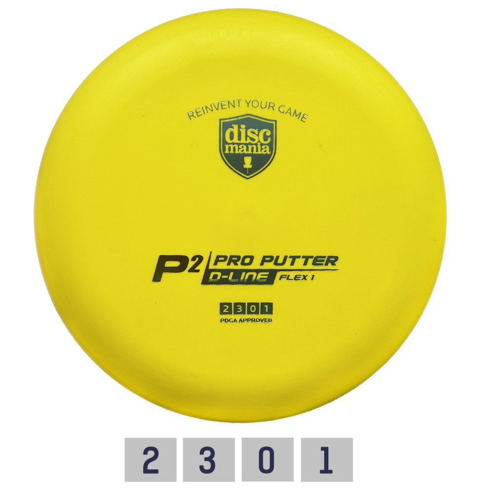 Diskgolfo diskas Putter D-LINE P2 FLEX 1 Yellow