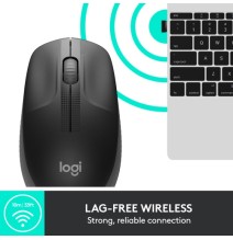 Logitech M190 Full-Size Belaidė pelė, RF Wireless, 1000 DPI, Charcoal