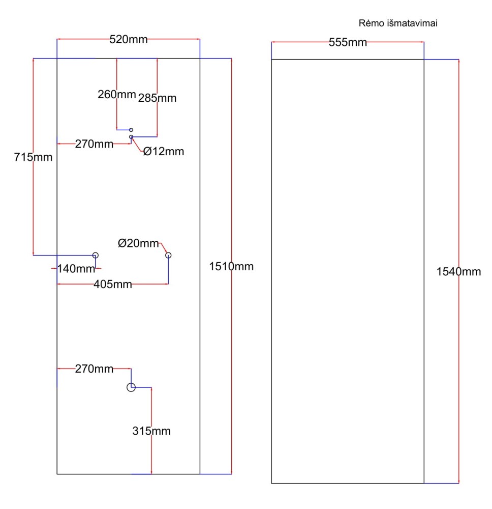 Dušo kabinos galinis stiklas 520x1510 juodas II