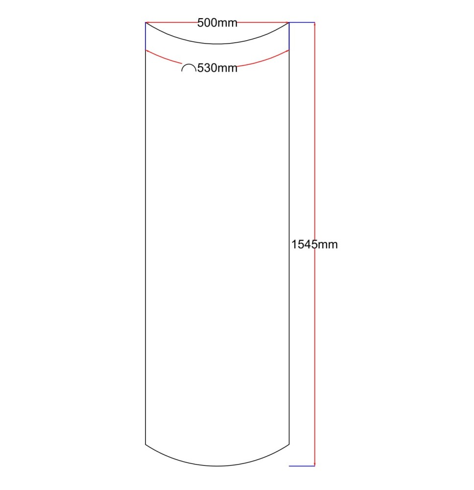 Dušo kabinos šoninis stiklas lenktas 500x1545 grey 7.2