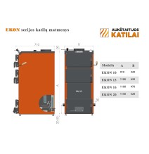 Katilas kieto kuro "EKON 13" 13 kW