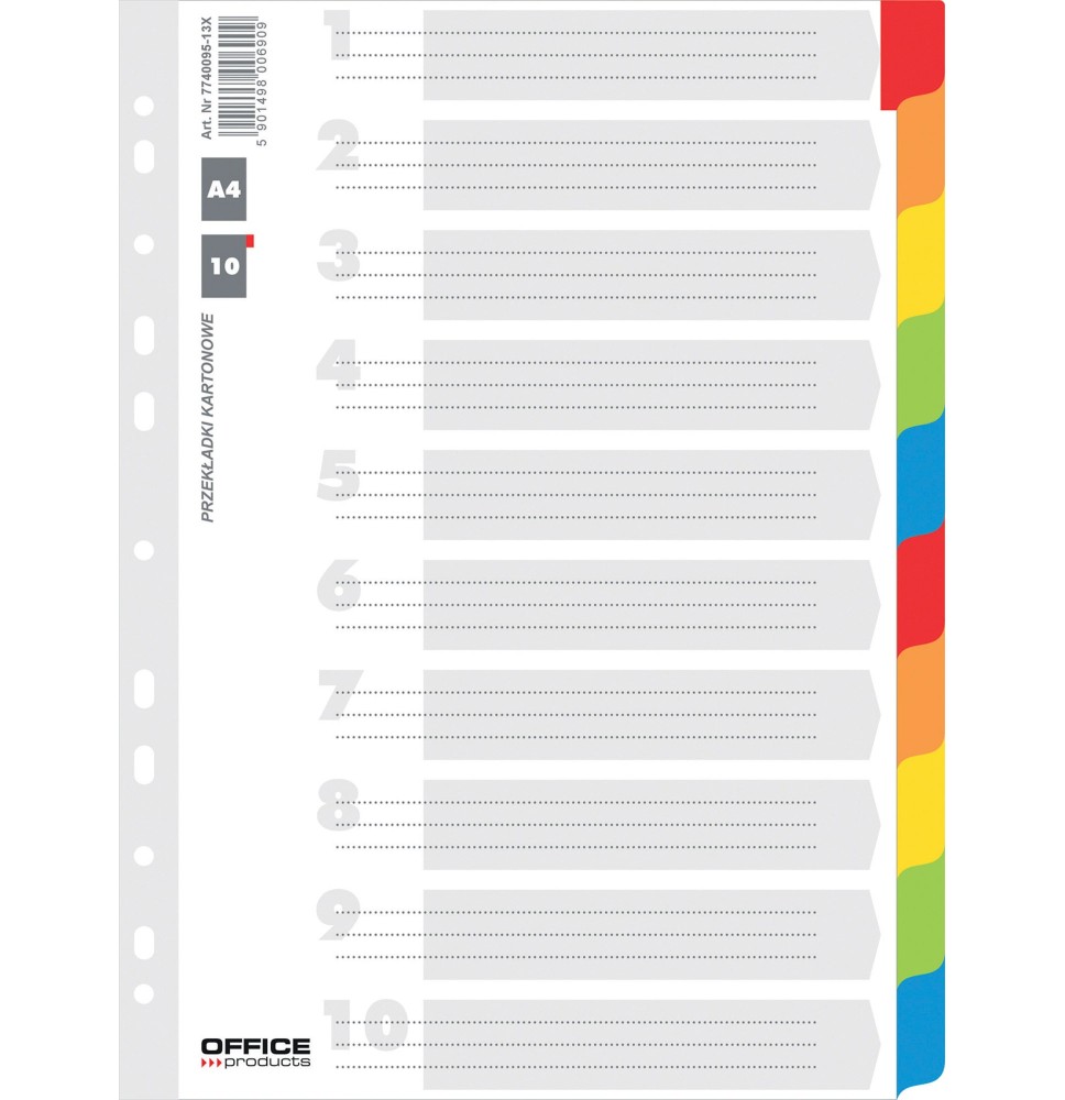Skiriamieji lapai A4,balt.kart.,1-10 lamin.ind.