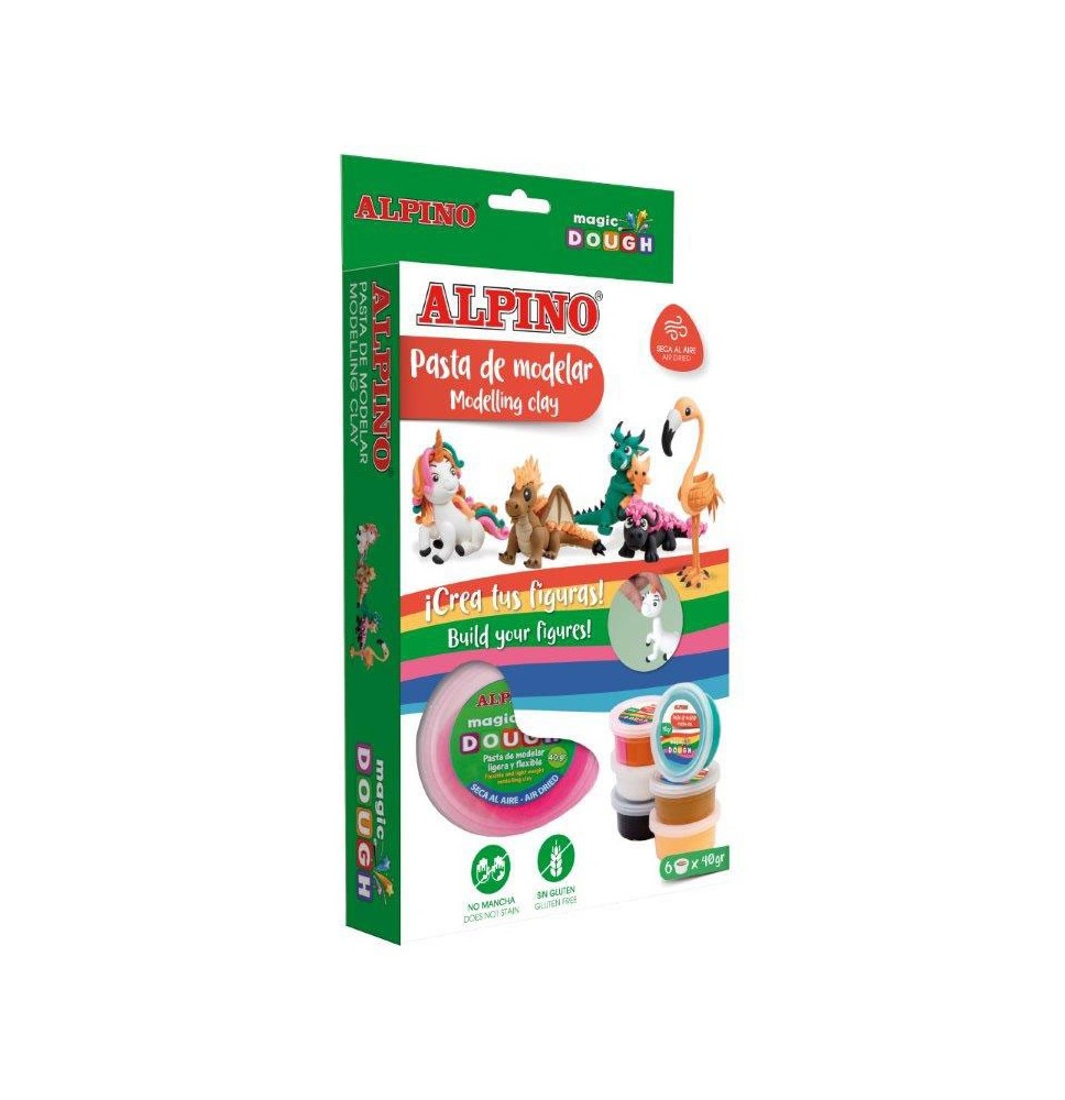 Modelinas ALPINO Magic Dough FANTASY ANIMALS 6sp x 40g