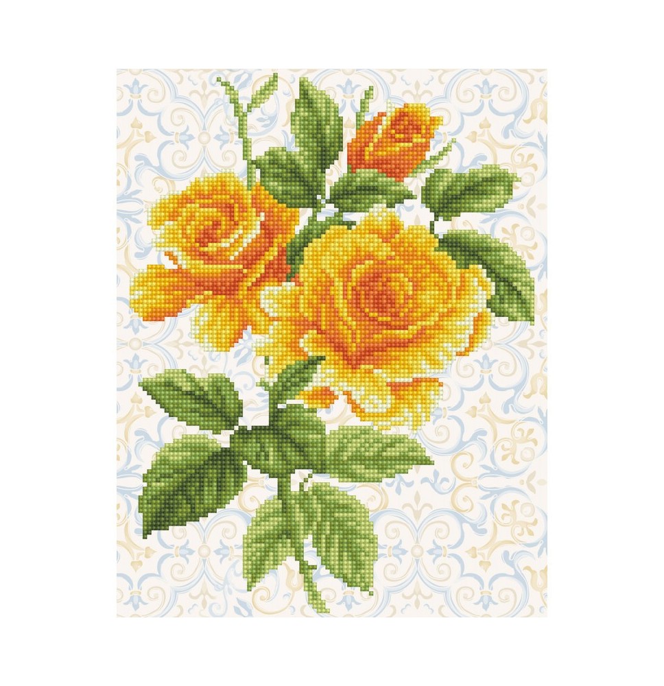 Deimantinė mozaika YELLOW ROSE BOUQUET with Frame 36x28