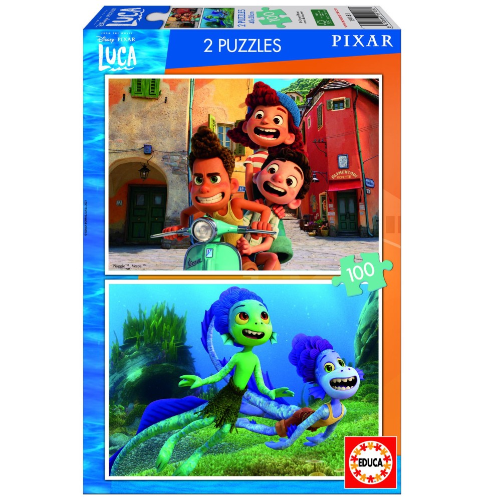 2 dėlionės (puzzle) 2x100 LUCA DISNEY PIXAR 6-8metų