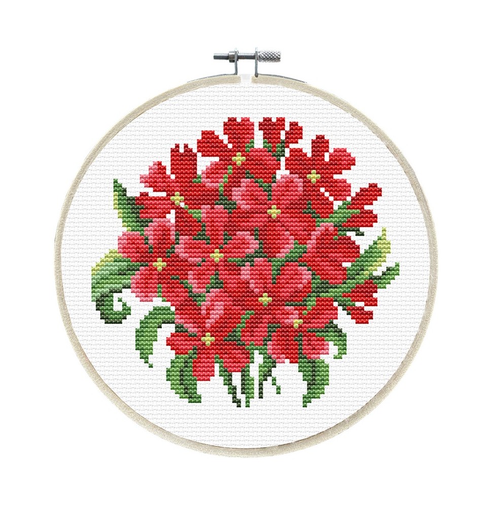 Siuvinėjimo kryželiu rinkinys RED BOUQUET 15x0