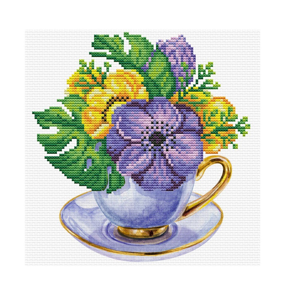 Siuvinėjimo kryželiu rinkinys MAUVE CUP 22x22