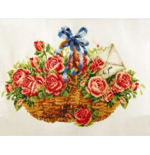 Siuvinėjimo kryželiu rinkinys BASKET of ROSES 38x24,99