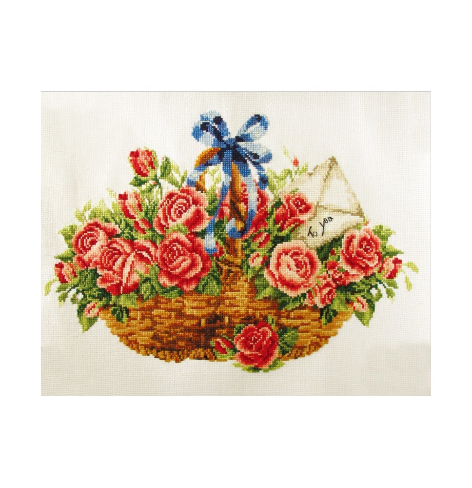 Siuvinėjimo kryželiu rinkinys BASKET of ROSES 38x24,99