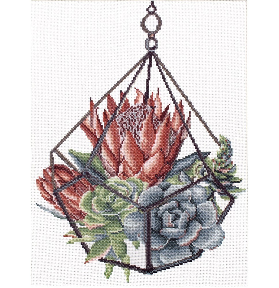 Siuvinėjimo kryželiu rinkinys SUCCULENT GARDEN 1 26,30x35